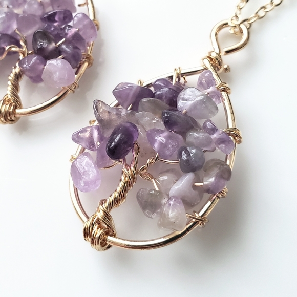 Natural amethyst tree of life pendant necklace - Picture 2 of 4